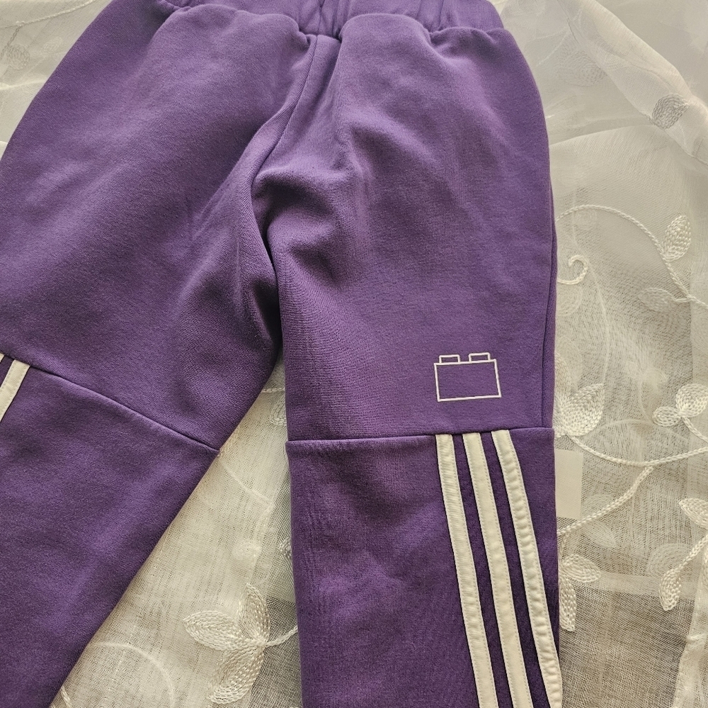 Adidas x Leggo purple joggers sweatpants size 7-8Y - Picture 4 of 6